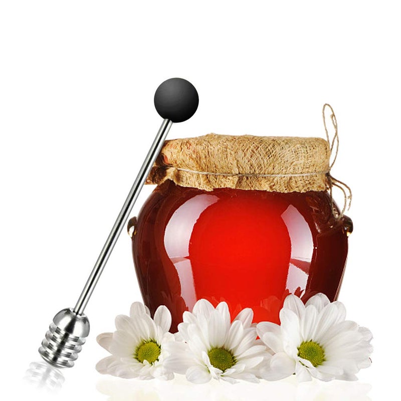 SONGZIMING Stainless Steel Honey Dipper Stick 6.3 Inch Honey Wand Server for Honey Pot Dispense Drizzle Honey, Wedding Party Favors, Baby Shower (Black) - Image 4